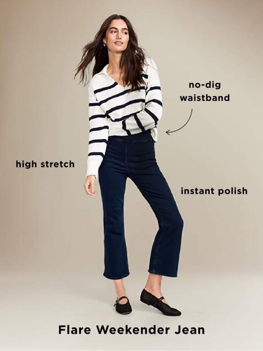 NWT Old Navy High Rise Flare Weekender Flare Blue Jeans Stretch Pull On